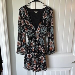 Floral V-Neck Dress with Bell Sleeves
